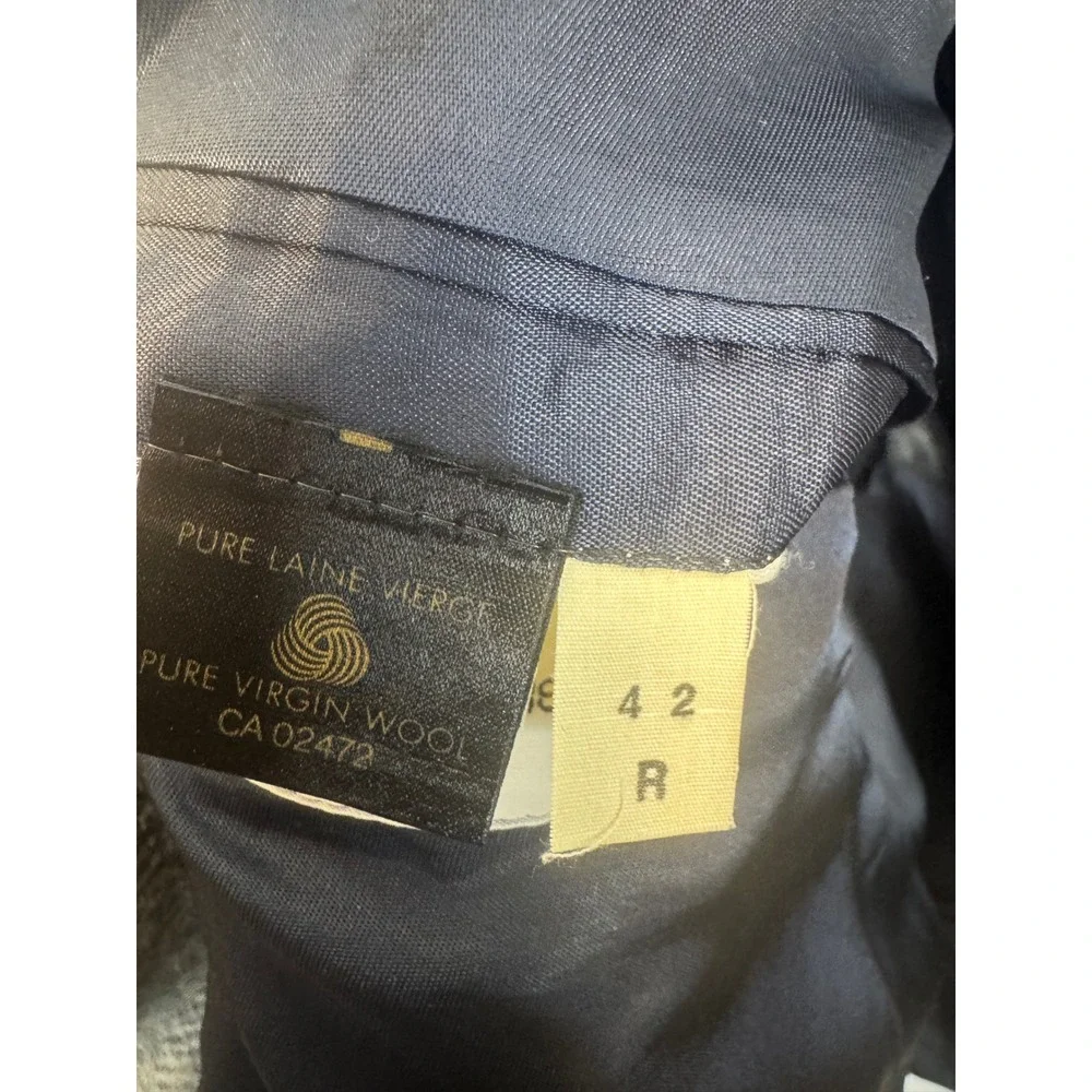 Harris Tweed The Bay Mens Grey Herringbone Wool Blazer Sport Coat 42R Vintage